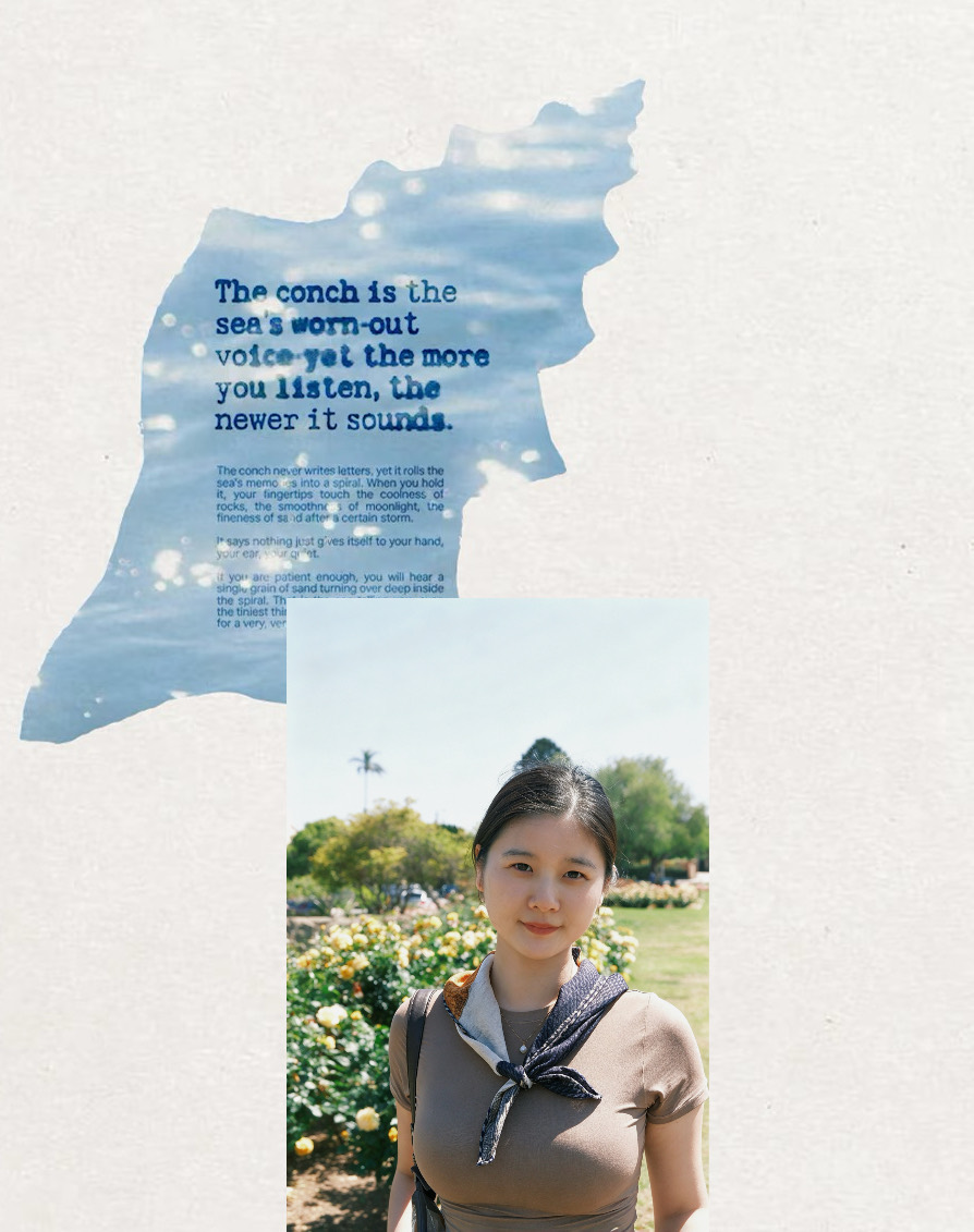 Portrait of Miao in an ocean-inspired collage